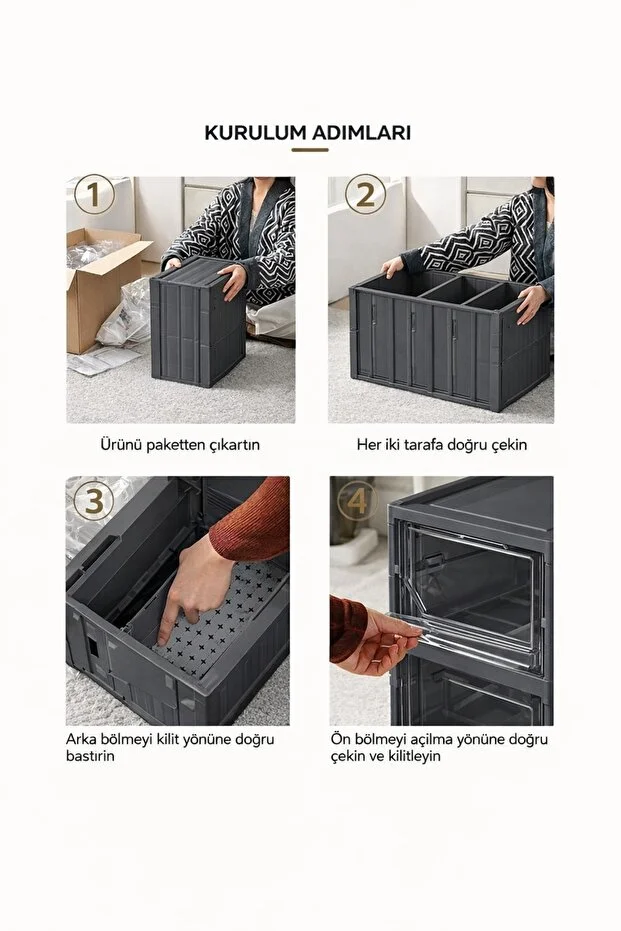 6 Katlı Modüler Lüks Ayakkabı Kutusu Katlanır Ayakkabılık